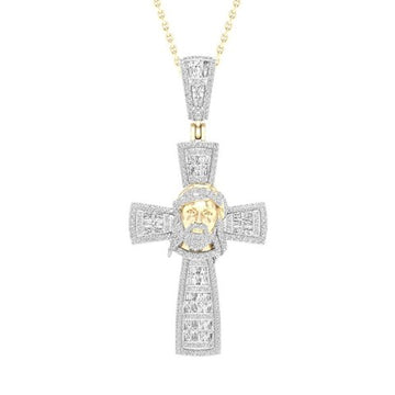 10KT Two-Tone (Yellow and White) Gold 1.18 Carat Cross Hiphop-1027117-YW