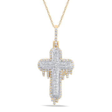 10KT Two-Tone (Yellow and White) Gold 1.61 Carat Cross Hiphop-1050005-YW