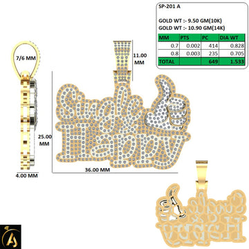 10KT Two-Tone (Yellow and White) Gold 1.53 Carat Single Happy Hiphop-1050051-YW