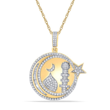 10KT Two-Tone Gold 0.75 Carat Islam Crescent Moon HipHop Charm Pendant-1050077-TT