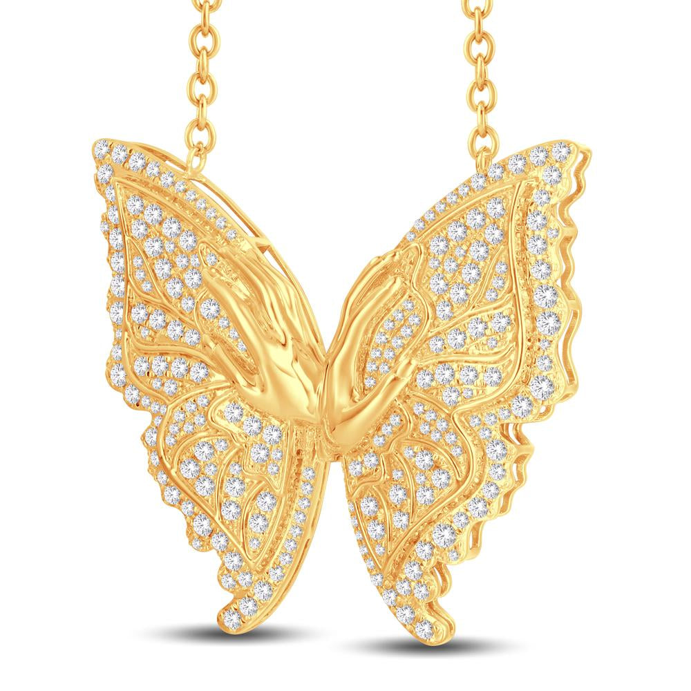 10KT All Yellow Gold 1.87 Carat Butterfly Necklace (18 INCH)-1425233-ALY