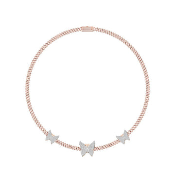 10KT Two-Tone (Rose and White) Gold 9.50 Carat Butterfly Necklace-1430004-RW