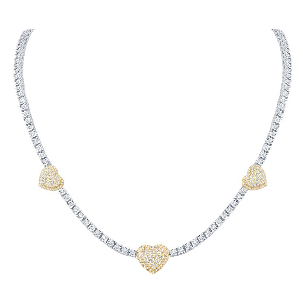 10KT Two-Tone (White and Yellow) Gold 3.65 Carat Heart Necklace-1432094-WY
