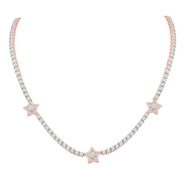 10KT Two-Tone (White and Rose) Gold 3.13 Carat Star Necklace-1432100-WR