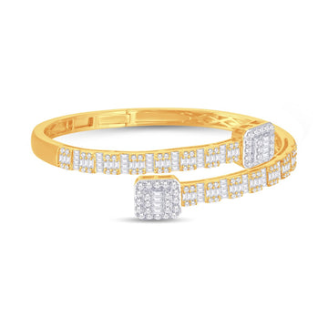 10KT Two-Tone (Yellow and White) Gold 4.02 Carat Bypass Bangle-1725007-YW