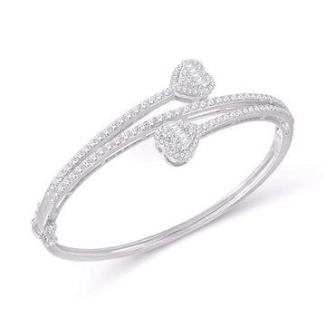 10KT White Gold 2.75 Carat Bypass Heart Bangle-1725020-WG