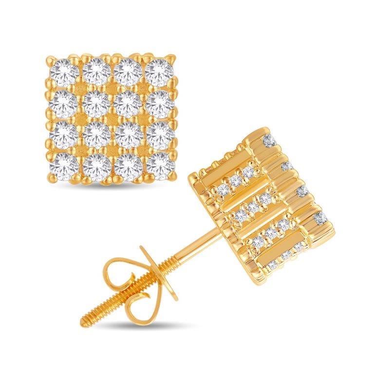 10KT All Yellow Gold 0.76 Carat Square Earrings-0126071-ALY