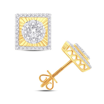 10KT Yellow Gold 0.50 Carat Square Fluted Earrings-0125411-YG