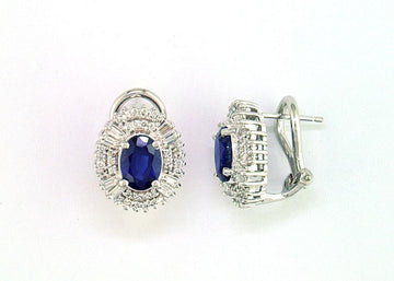 EFFY 14K WHITE GOLD DIAMOND,NATURAL SAPPHIRE EARRINGS