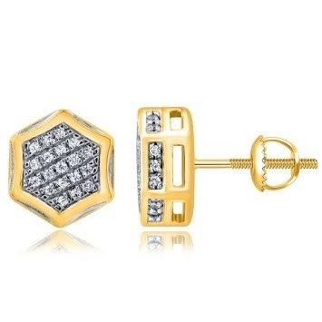 10KT White Gold 0.15 Carat Hexagon Earrings-0133341-WG