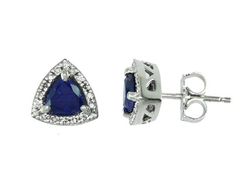 EFFY 14K WHITE GOLD DIAMOND,NATURAL SAPPHIRE EARRINGS