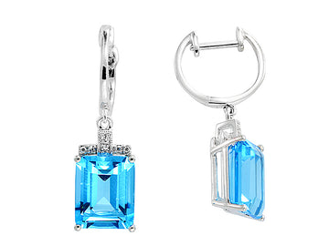 EFFY 14K WHITE GOLD DIAMOND,LONDON BLUE TOPAZ EARRINGS