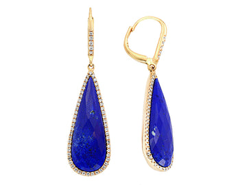 EFFY 14K YELLOW GOLD DIAMOND,LAPIS LAZULI EARRINGS