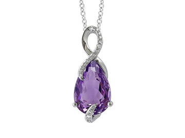 EFFY 14K WHITE GOLD DIAMOND,AMETHYST PENDANT