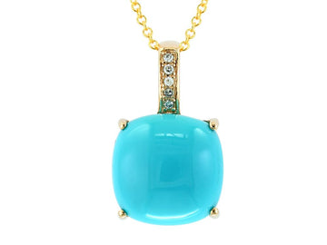 EFFY 14K YELLOW GOLD DIAMOND,TURQUOISE PENDANT