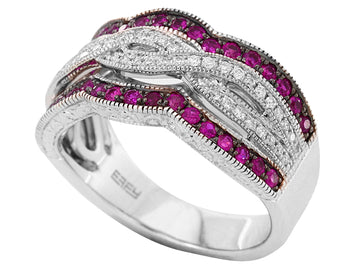 EFFY 925 EFFY 925 STERLING SILVER DIAMOND,RUBY RING