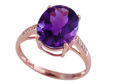 EFFY 14K WHITE GOLD DIAMOND,AMETHYST RING