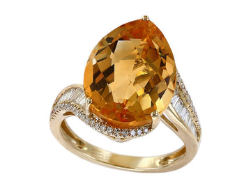 EFFY 14K YELLOW GOLD DIAMOND,CITRINE RING