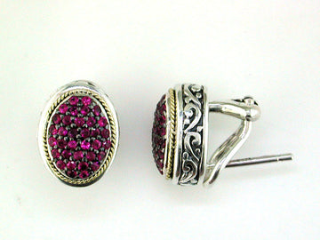 EFFY 925 STERLING SILVER/18K YELLOW GOLD RUBY EARRINGS