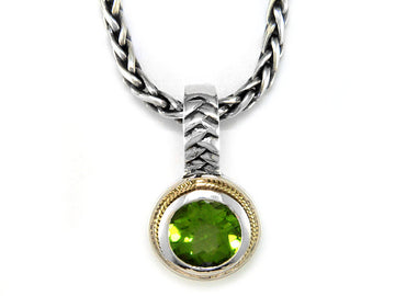 EFFY 925 18K YELLOW GOLD/SILVER PERIDOT PENDANT