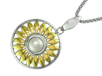 EFFY 925 18K YELLOW GOLD/SILVER CULTURED FRESH WATER PEARL PENDANT