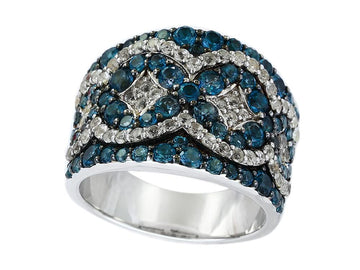 EFFY 925 STERLING SILVER LONDON BLUE TOPAZ,WHITE TOPAZ RING