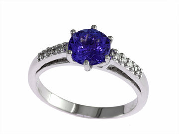 EFFY 14K WHITE GOLD DIAMOND,TANZANITE RING