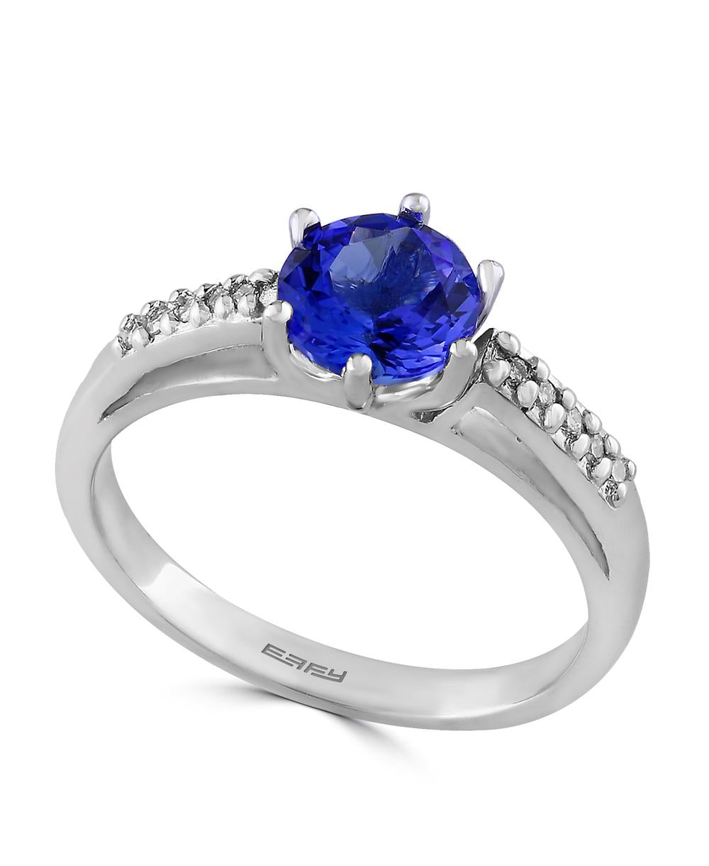 EFFY 14K WHITE GOLD DIAMOND,TANZANITE RING