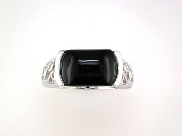 EFFY 14K WHITE GOLD ONYX RING