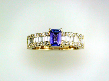 EFFY 14K WHITE GOLD DIAMOND,TANZANITE RING