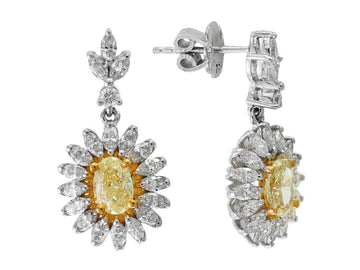 EFFY 18K WHITE GOLD DIAMOND,NATURAL YELLOW DIAMOND, EARRINGS