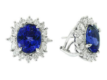 EFFY 18K WHITE GOLD DIAMOND,TANZANITE,6.31 and 5.77 TZ EARRINGS