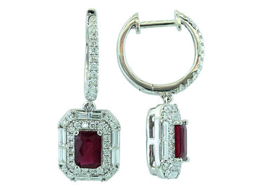 EFFY 18K WHITE GOLD NATURAL RUBY EARRINGS