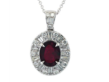 EFFY 18K WHITE GOLD NATURAL RUBY PENDANT