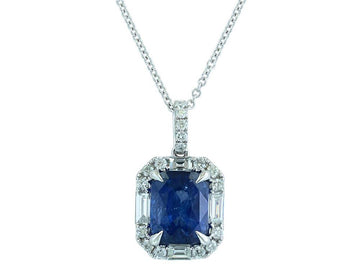 EFFY 18K WHITE GOLD NATURAL CEYLON SAPPHIRE PENDANT