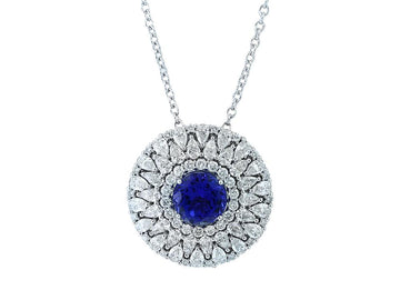 EFFY 14K WHITE GOLD DIAMOND,TANZANITE PENDANT