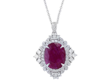 EFFY 18K WHITE GOLD NATURAL RUBY PENDANT