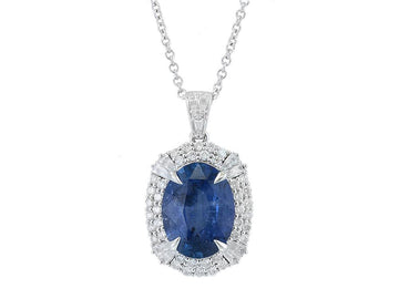 EFFY 18K WHITE GOLD NATURAL CEYLON SAPPHIRE PENDANT