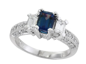 EFFY 18K WHITE GOLD ,ALEXANDRITE RING