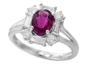 EFFY 18K WHITE GOLD NATURAL RUBY,RUBY RING