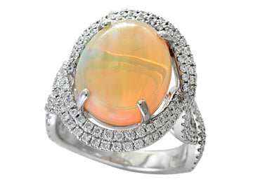 EFFY 18K WHITE GOLD ,OPAL RING