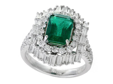 EFFY 18K WHITE GOLD NATURAL EMERALD,EMERALD RING