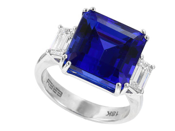 EFFY 18K WHITE GOLD DIAMOND,TANZANITE RING