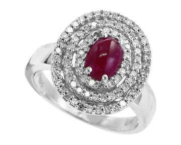 EFFY 14K WHITE GOLD DIAMOND,NATURAL RUBY RING