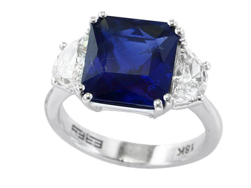 EFFY 18K WHITE GOLD DIAMOND,NATURAL SAPPHIRE RING