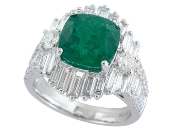 EFFY 18K WHITE GOLD NATURAL EMERALD RING