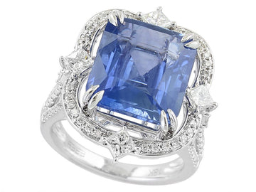 EFFY 18K WHITE GOLD NATURAL CEYLON SAPPHIRE RING