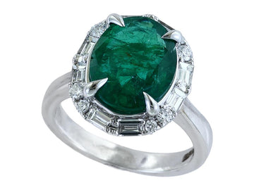 EFFY 18K WHITE GOLD NATURAL EMERALD RING