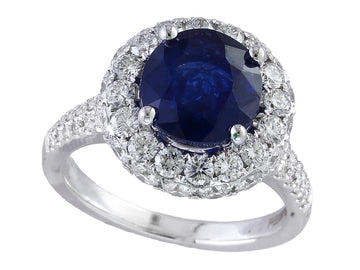 EFFY 18K WHITE GOLD DIAMOND,NATURAL SAPPHIRE RING