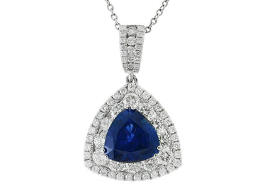 EFFY 18K WHITE GOLD DIAMOND AND SAPPHIRE PENDANT